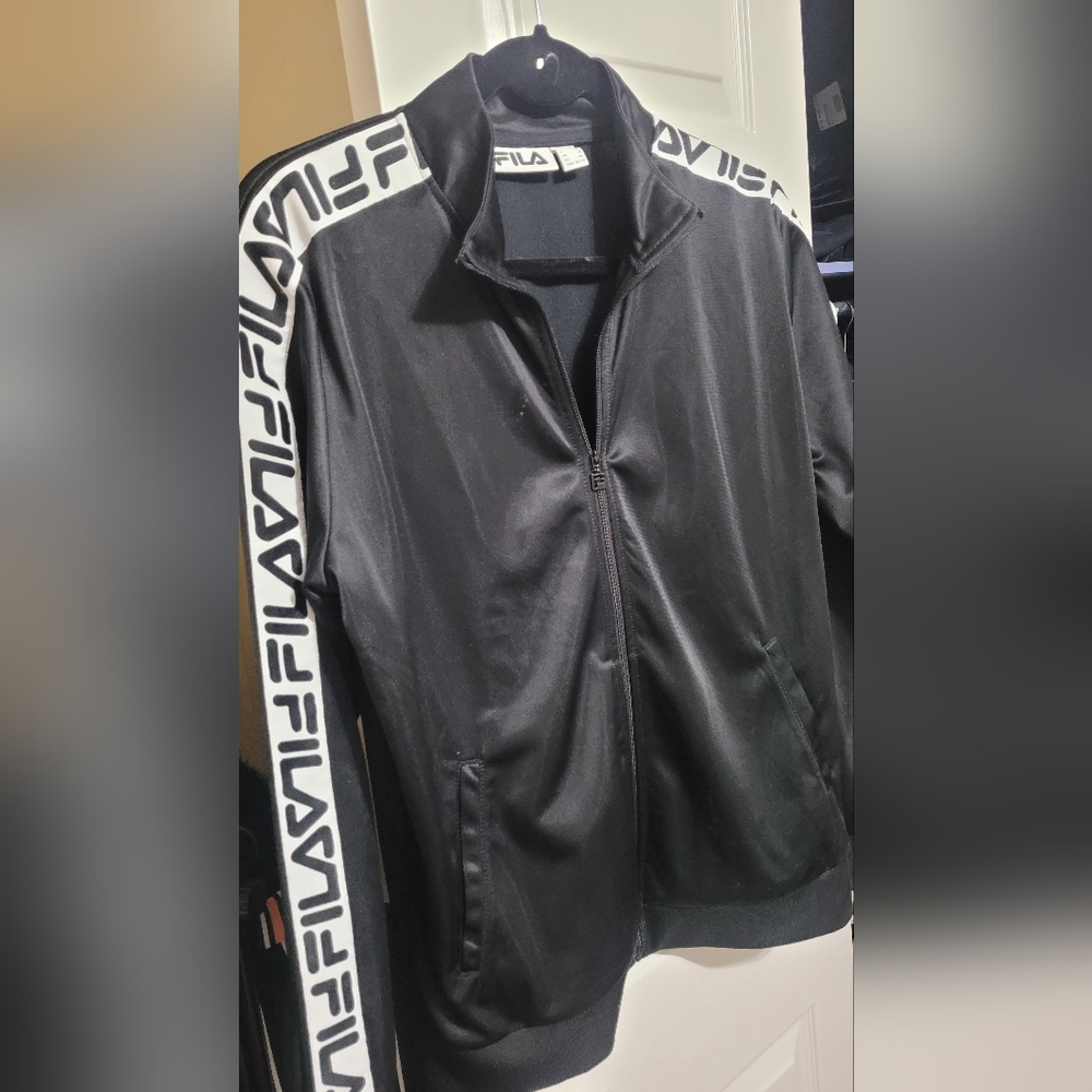 Fila Black Track Jacket with White Accents